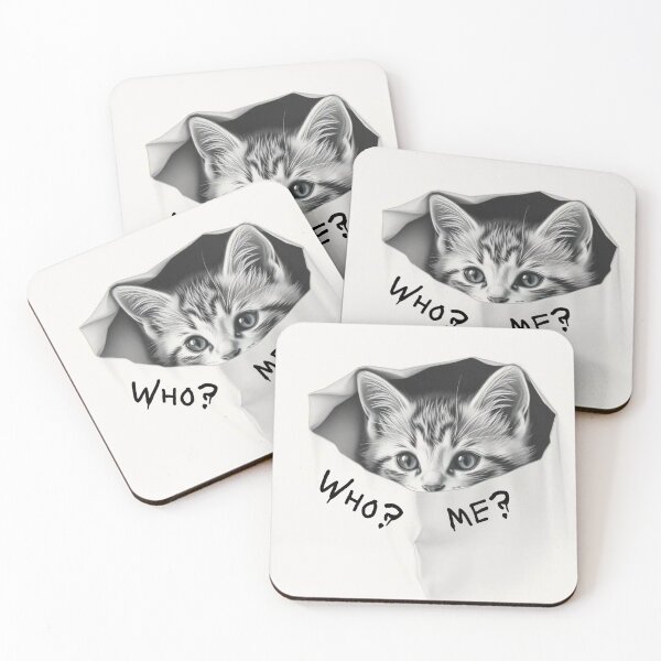 Item preview, Who? Me? Kitten looking out of a bag designed and sold by MMPrintsDesign.