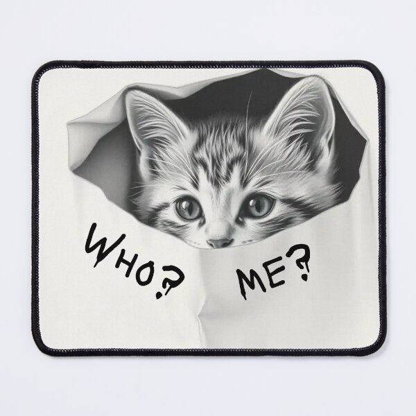 Item preview, Who? Me? Kitten looking out of a bag designed and sold by MMPrintsDesign.