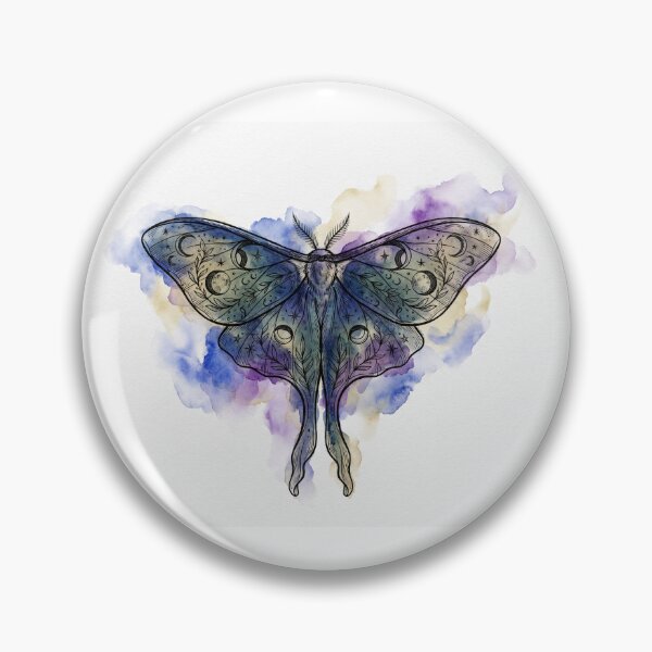 Item preview, Celestial Luna Moth Watercolor with Moon Phases Stars designed and sold by Stolen-Oddities.