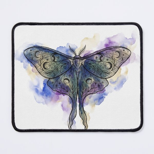 Item preview, Celestial Luna Moth Watercolor with Moon Phases Stars designed and sold by Stolen-Oddities.
