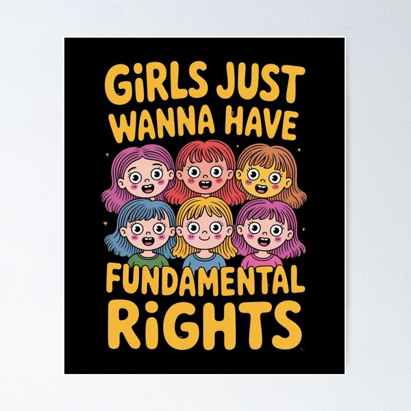 Item preview, Girls Just Wanna Have Fundamental Rights – Ugly Cute Feminist Typography designed and sold by SweetlyUgly.