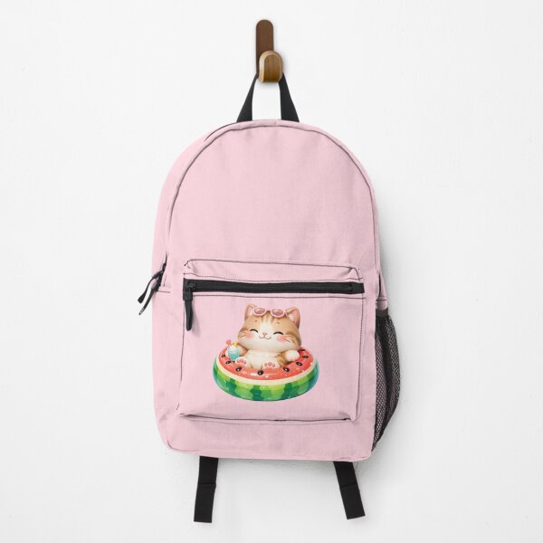 Item preview, Cute Kitten in Watermelon Float | Summer Cat Art designed and sold by Moons Studio.