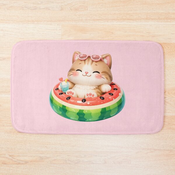 Item preview, Cute Kitten in Watermelon Float | Summer Cat Art designed and sold by Moons Studio.