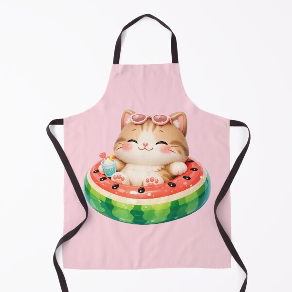 Item preview, Cute Kitten in Watermelon Float | Summer Cat Art designed and sold by Moons Studio.