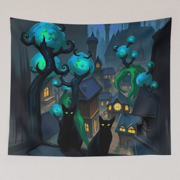 Item preview, Mysterious Cats in Enchanted Town designed and sold by cuprum.