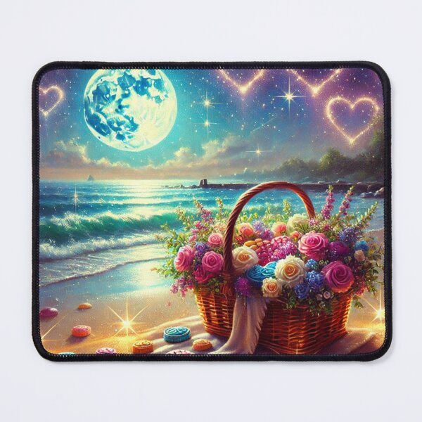 Item preview, Romantic Moonlit Beach Flower Basket designed and sold by TheArtOfImpress.