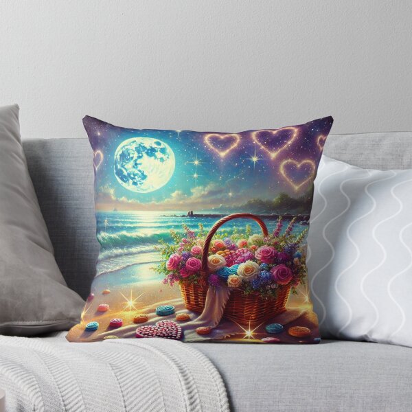 Item preview, Romantic Moonlit Beach Flower Basket designed and sold by TheArtOfImpress.