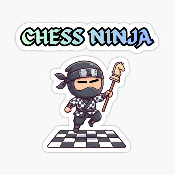 Adesivo Chess Ninja | Kawaii Anime Strategia per Bambini | Grafica Checkmate con Cavallo