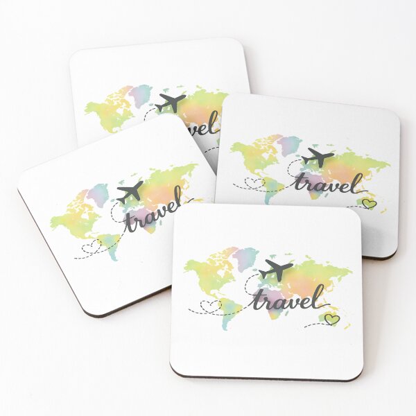 Item preview, Pastel World Map Travel Art – Wanderlust Airplane Heart Design designed and sold by thesmilngnature.
