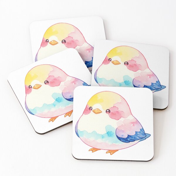 Item preview, Round Watercolor Chubby Bird with Bright Rainbow Color Patches designed and sold by Jagamusubi.
