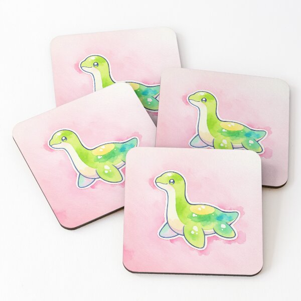 Item preview, Watercolor Cute Green Nessie on Pink Art designed and sold by Jagamusubi.