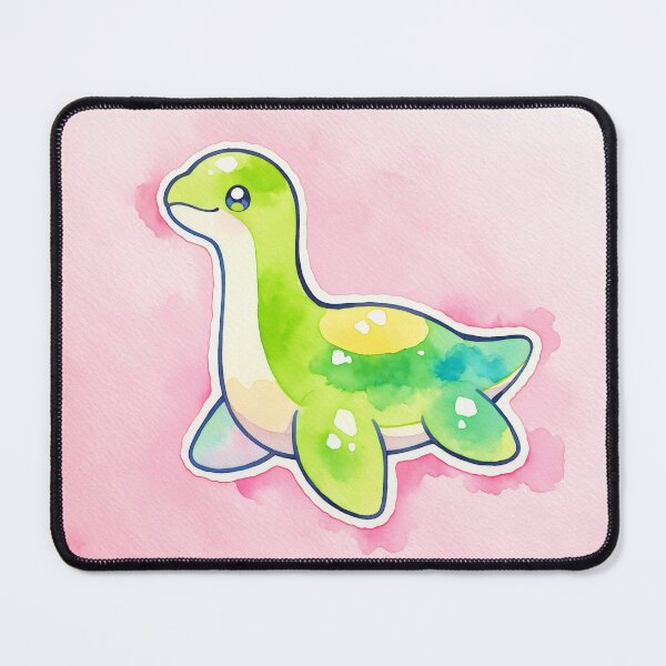 Item preview, Watercolor Cute Green Nessie on Pink Art designed and sold by Jagamusubi.