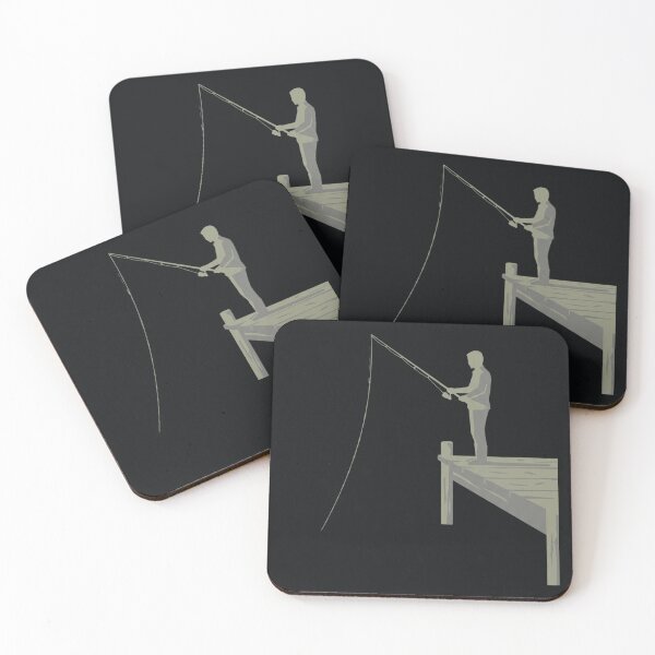 Item preview, Standing Dock Fisherman Silhouette Illustration designed and sold by EimSol.