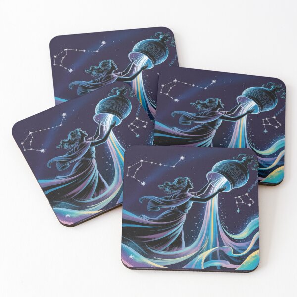 Item preview, Silhouette Aquarius Water Bearer | Rainbow Constellation Zodiac Art designed and sold by Midnight Veil Designs.