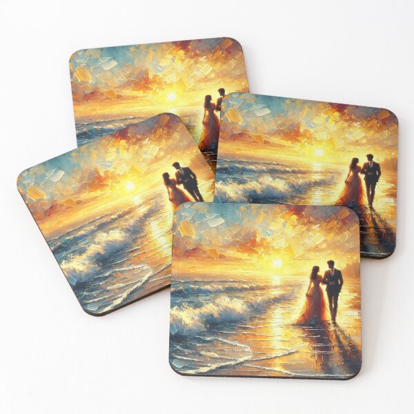 Item preview, Romantic Couple at Sunset Beach designed and sold by TheArtOfImpress.