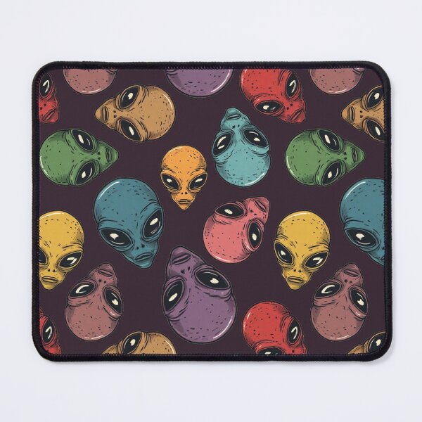 Item preview, Floating Retro Alien Heads in Dark Burgundy - Mysterious Space Design designed and sold by JawKneeArt.