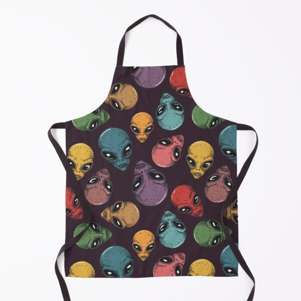 Item preview, Floating Retro Alien Heads in Dark Burgundy - Mysterious Space Design designed and sold by JawKneeArt.