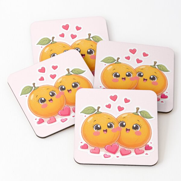Item preview, Cute Kawaii Oranges Love Hearts Valentine Art designed and sold by Dreamy Armine Art.