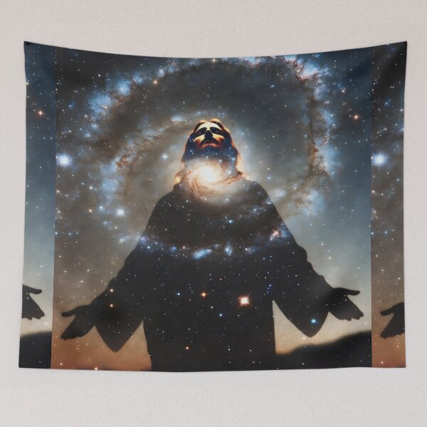 Item preview, Silhouette Jesus Christ Galaxy Art – Christian Surreal Cosmic Space Artwork designed and sold by stylishdzign.