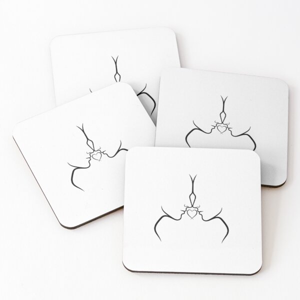 Item preview, Couple Side Profile Kissing Silhouette  Minimal Romantic Heart-Shape Design designed and sold by Ditstyle.