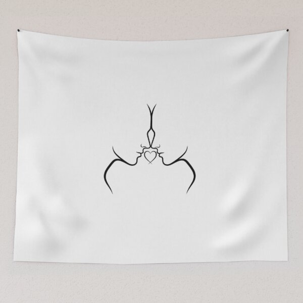 Item preview, Couple Side Profile Kissing Silhouette  Minimal Romantic Heart-Shape Design designed and sold by Ditstyle.