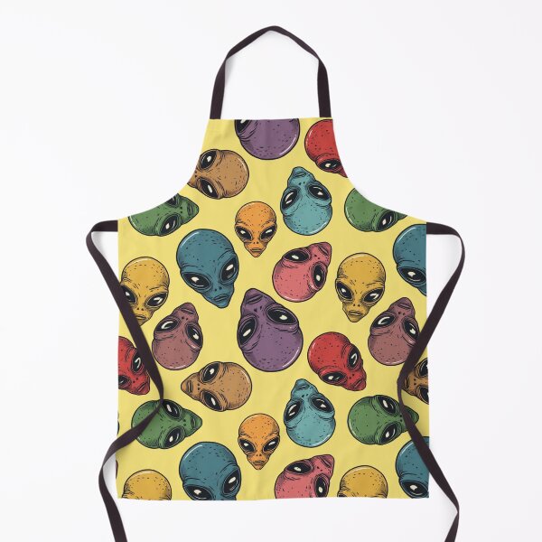 Item preview, Floating Retro Alien Heads in Lime Yellow - Bold Space Pattern designed and sold by JawKneeArt.
