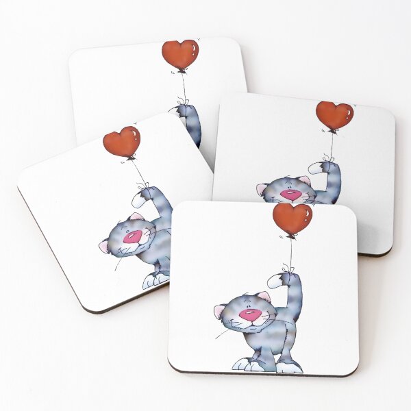 Item preview, Cute cat holding a heart ballon. designed and sold by Luck&Co-store.