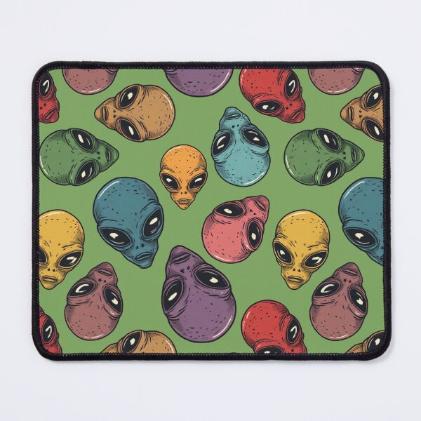 Item preview, Floating Retro Alien Heads in Earthy Green – Vintage Sci-Fi Pattern designed and sold by JawKneeArt.