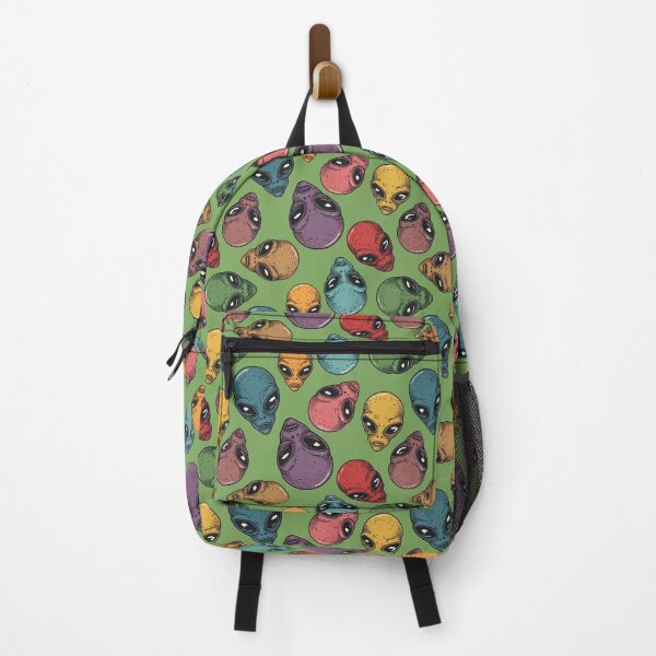Item preview, Floating Retro Alien Heads in Earthy Green – Vintage Sci-Fi Pattern designed and sold by JawKneeArt.