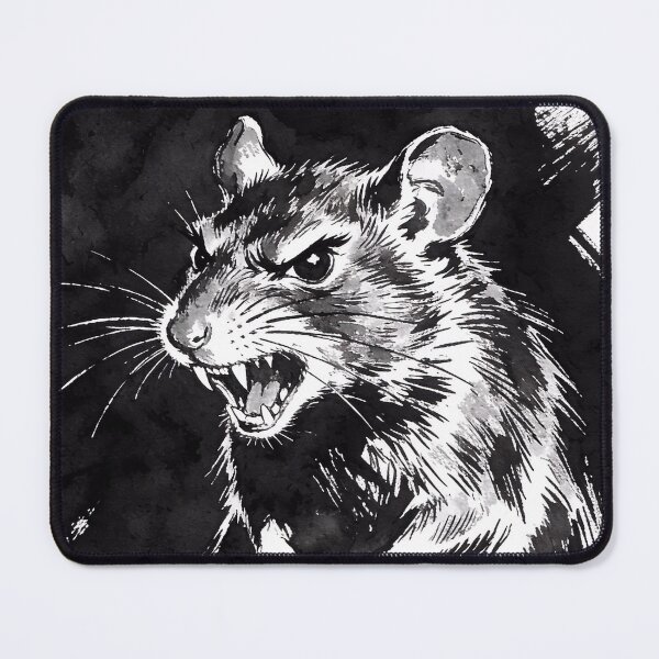 Aperçu de l'œuvre Illustration à l'encre d'un rat en colère créée et vendue par StudioDestruct.