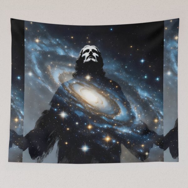 Item preview, Silhouette Jesus Christ Galaxy Art – Christian Surreal Cosmic Space Artwork designed and sold by stylishdzign.