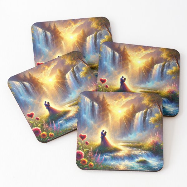 Item preview, Romantic Couple by a Golden Waterfall designed and sold by TheArtOfImpress.
