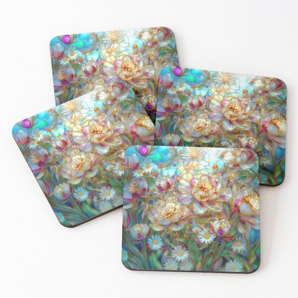 Item preview,  Peonies Stained Glass Art designed and sold by MargaretWiktor.