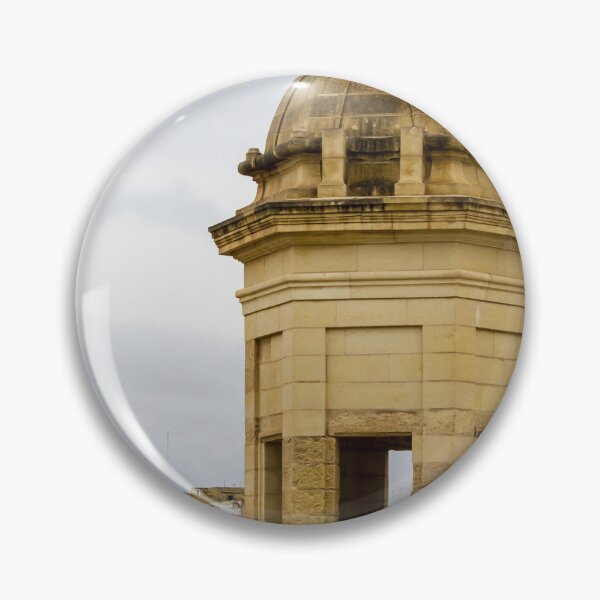 Item preview, Historic Stone Dome Tower Overlooking Coastal Town and Harbor, Mediterranean Architecture on a Cloudy Day designed and sold by Nmallia.