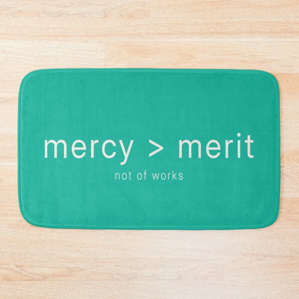 Item preview, “Mercy > Merit” Minimal Christian Faith Typography Design designed and sold by FunFitLife Studio.