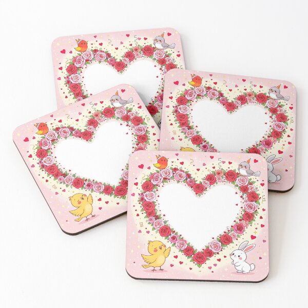 Item preview, Cute Floral Heart Frame with Bunny and Birds designed and sold by Dreamy Armine Art.
