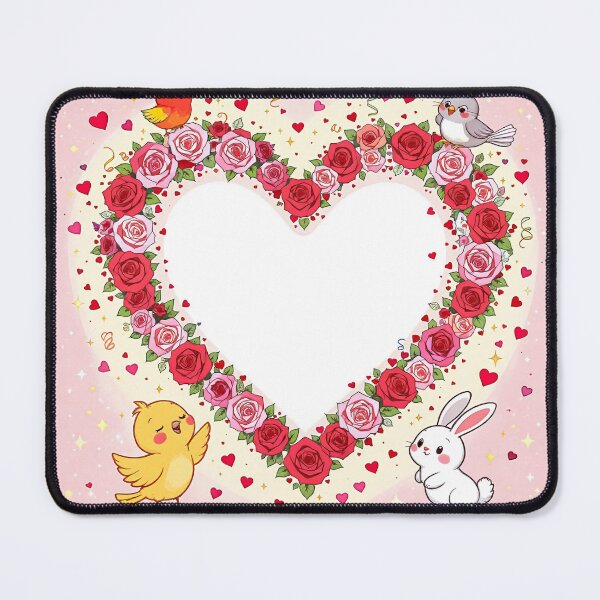 Item preview, Cute Floral Heart Frame with Bunny and Birds designed and sold by Dreamy Armine Art.