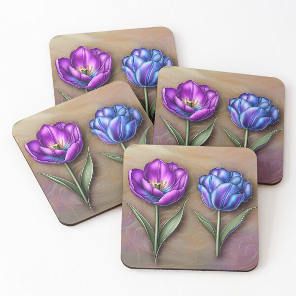 Artikelvorschau, Elegante Tulpen in Lila und Blau entworfen und verkauft von MargaretWiktor.