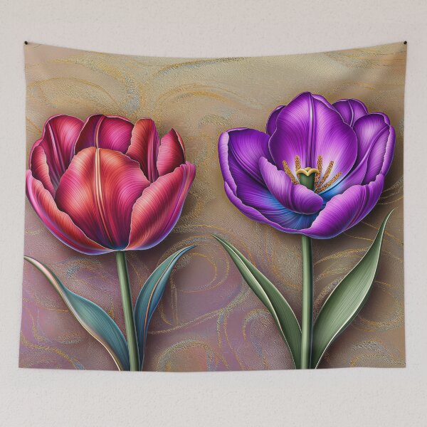Artikelvorschau, Elegante Tulpen in Lila und Blau entworfen und verkauft von MargaretWiktor.