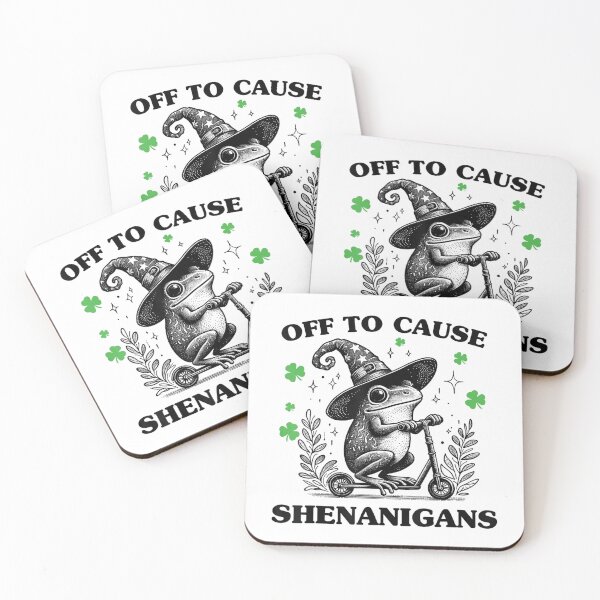 Item preview, Off To Cause Shenanigans St Patricks Day Frog Witch On Scooter designed and sold by SaboCollita.