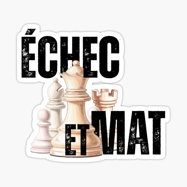 Checkmate Sticker | Waterproof Vinyl Sticker for Laptop, Water Bottle, and Car | French Chess Accessory Gift for Clubs and Tournaments | Vintage Wall Decoration: Pieces, Queen, Rook, Bishop | Durable Retro Graphic Design