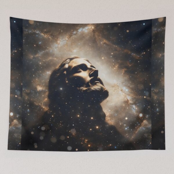 Item preview, Silhouette Jesus Christ Galaxy Art – Christian Surreal Cosmic Space Artwork designed and sold by stylishdzign.