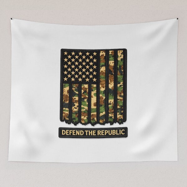 Item preview, Defend The Republic Camo Flag Patch designed and sold by Mastermind-Art.