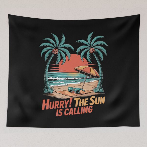 Item preview, Hurry The Sun Is Calling Beach Summer Ocean Tropical Family  designed and sold by angolinnArt.