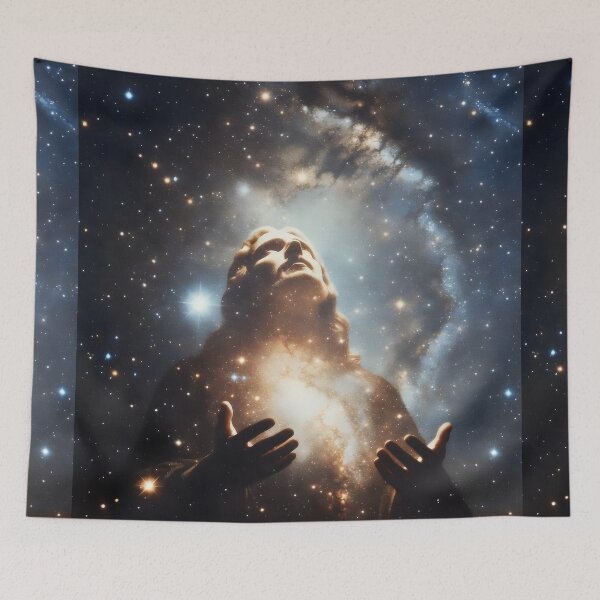 Item preview, Silhouette of Jesus Christ – Christian Surreal Space & Galaxy Art designed and sold by stylishdzign.