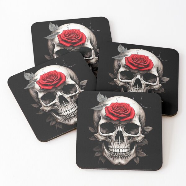 Item preview, Eternal Love: Skull Tattoo with Red Rose designed and sold by Black Ink Visions.