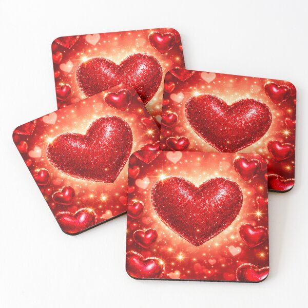 Artikelvorschau, Magische rote Glitzerherzen funkeln zum Valentinstag entworfen und verkauft von Dreamy Armine Art.