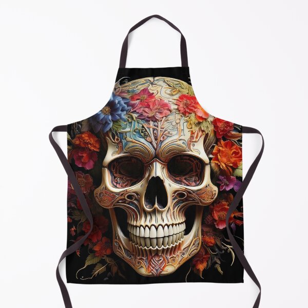 Item preview, Ornamental Skull for Day of the Dead: Colorful Flowers designed and sold by Black Ink Visions.