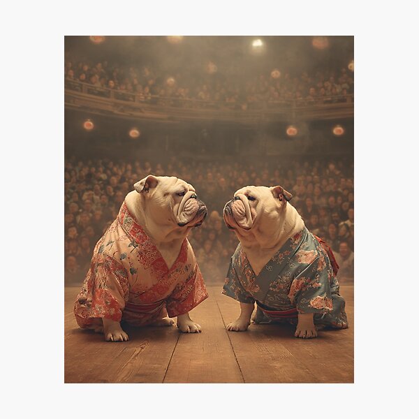 Item preview, Bulldog Sumo Wrestling – Funny Japanese Sumo Dog Art  designed and sold by Kovrika.