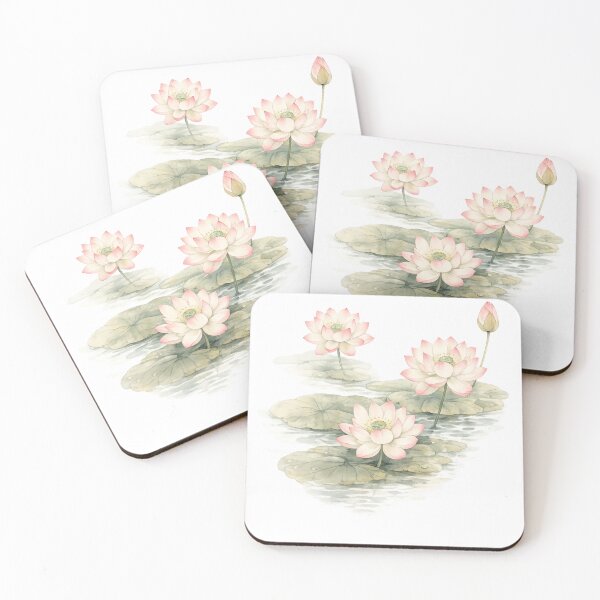 Item preview, Japanese Lotus Flowers Nihonga Watercolor Art designed and sold by RiotKida.